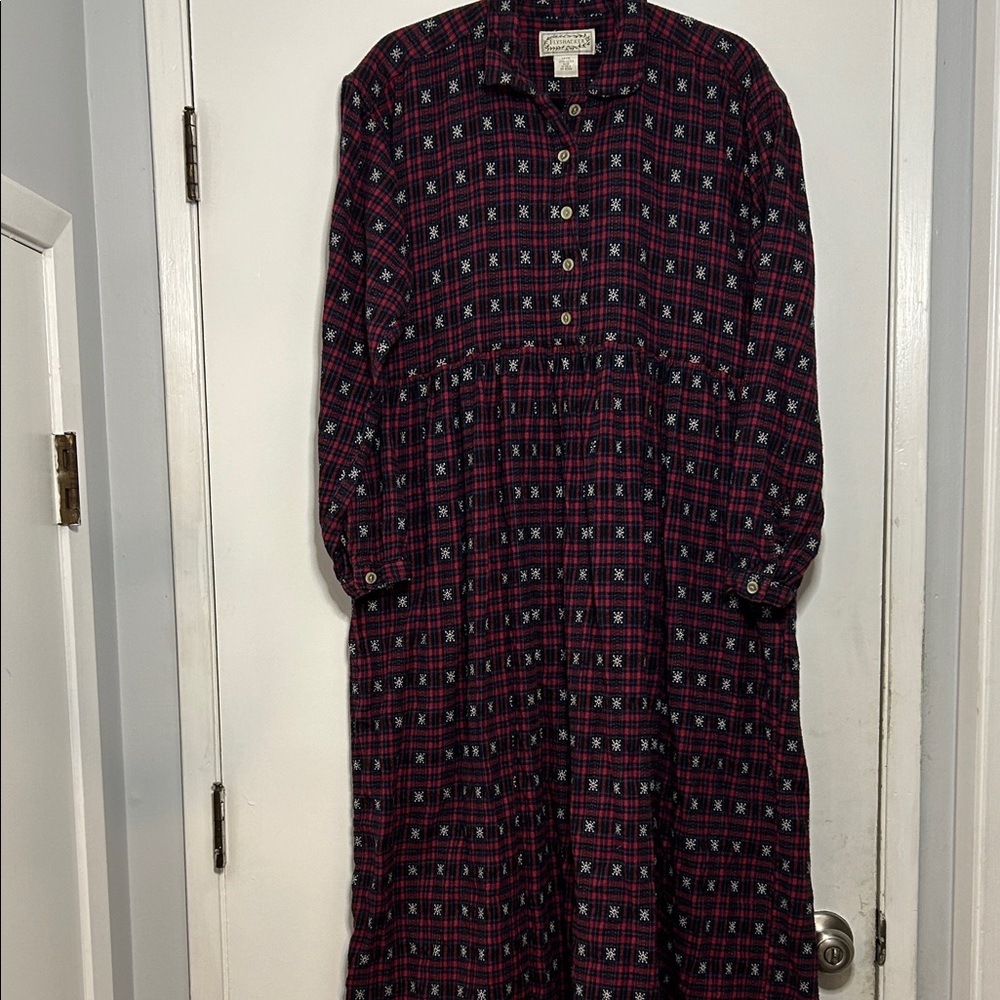 Flyshacker 100% Cotton Flannel Plaid Dress Cottagecore County Prairie Christmas